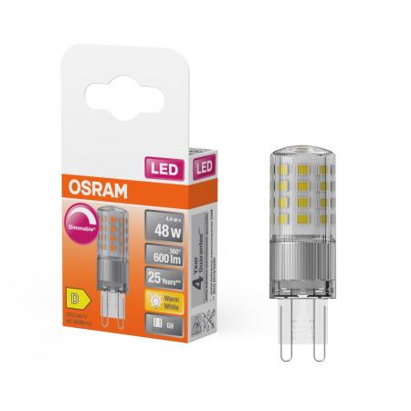 6er Pack OSRAM LED PIN G9 Stiftsockel Lampe dimmbar 4,4W wie 48W warmweißes Licht 2700K